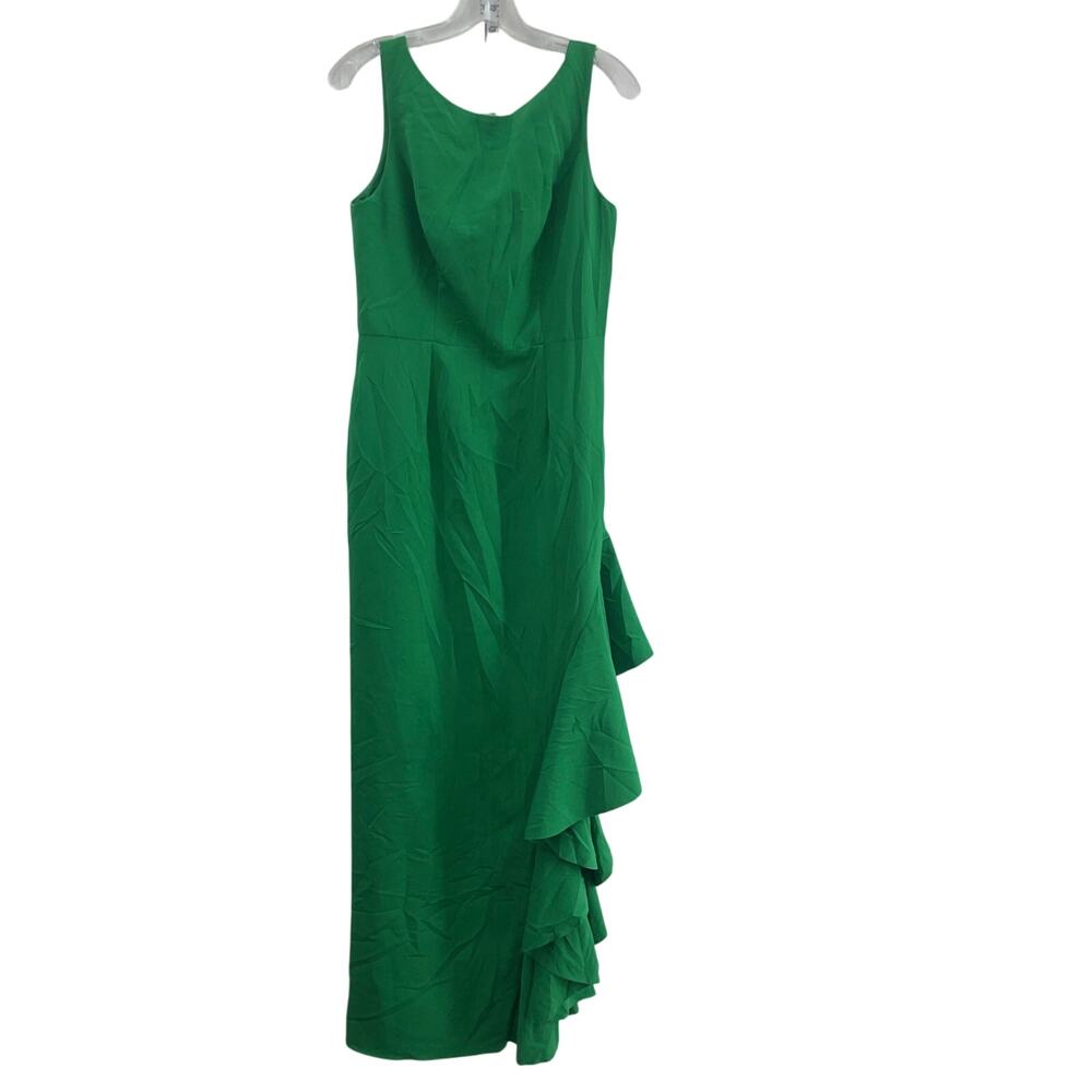 Green Ruffle-Side Sleeveless Dress